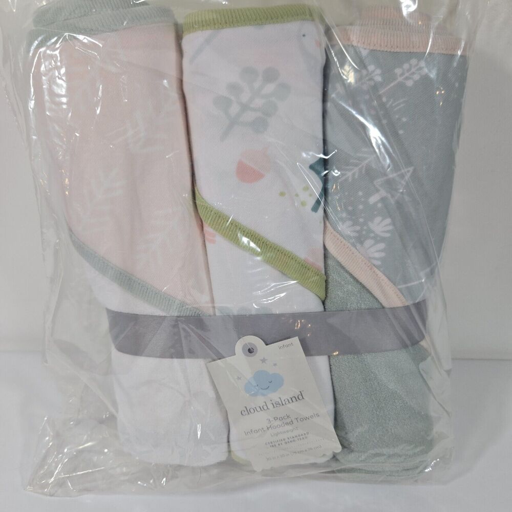Cloud‎ Island 3-Pack Infant Hooded Towels Lightweight 30x30